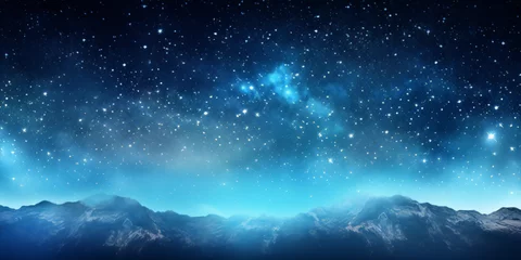 Fototapeten Blue starry night sky over the mountain range © louis