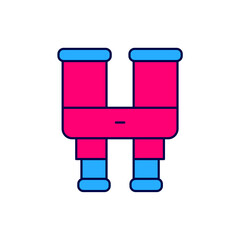 Filled outline Binoculars icon isolated on white background. Find software sign. Spy equipment symbol. Vector