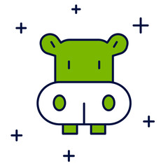 Filled outline Hippo or Hippopotamus icon isolated on white background. Animal symbol. Vector