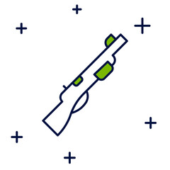 Filled outline Hunting gun icon isolated on white background. Hunting shotgun. Vector