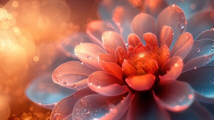 Obraz na płótnie Canvas close up of flower. Radiant Bloom. Dew-Kissed Flower in Ethereal Sunlight