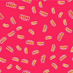 Line Fire exit icon isolated seamless pattern on red background. Fire emergency icon. Vector