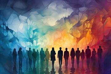 Diverse Group of People Standing Together Generative AI