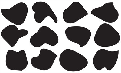 Random abstract liquid organic black irregular blotch shapes flat style design fluid vector illustration set banner simple Basic shape template for presentation design, flyer,  white background. 