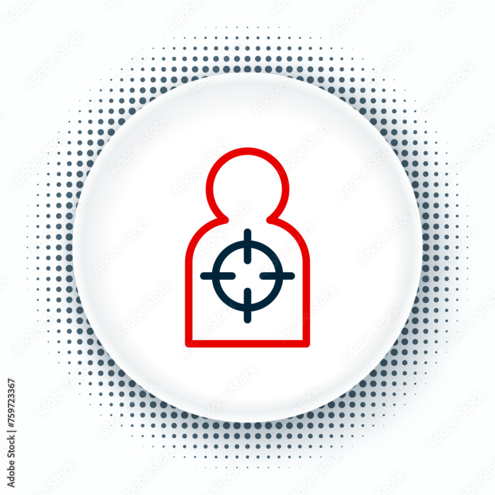 Poster Line Human target sport for shooting icon isolated on white background. Clean target with numbers for shooting range or shooting. Colorful outline concept. Vector