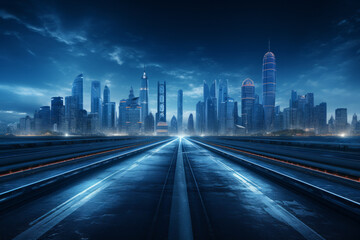 Fototapeta na wymiar Illuminated highways lead to future cities