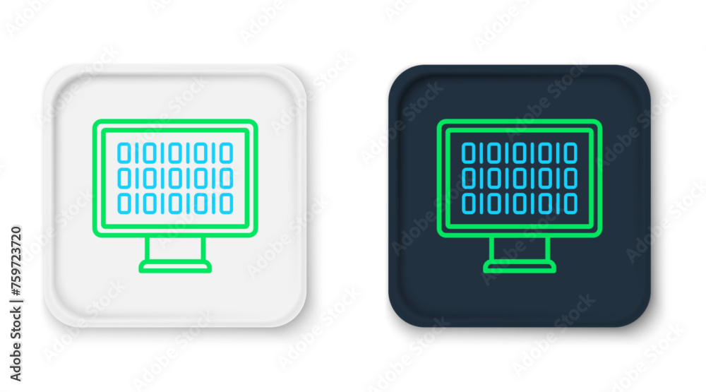 Poster line binary code icon isolated on white background. colorful outline concept. vector