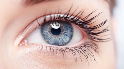 human eye with blue iris, vision care concept, Blue woman eye macro
