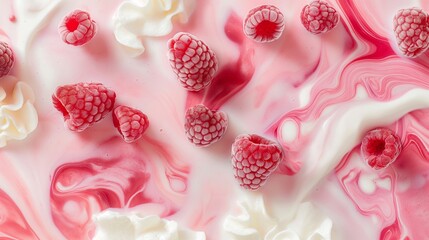 Obraz na płótnie Canvas fabulous yogurt with raspberry, Raspberry and cream