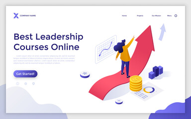 Modern Isometric Landing Page Template. Vector Illustration