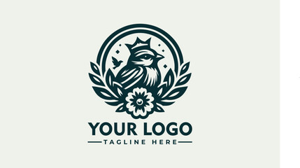 Sparrow Crown Flower logo Bird vector logo design Eagle logo vector for Business Identity