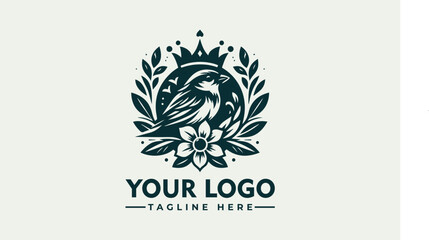 Sparrow Crown Flower logo Bird vector logo design Eagle logo vector for Business Identity