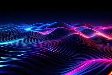 fractal burst background, abstract background with glowing lines, abstract futuristic background with vibrant pink and blue neon lights, generative ai - obrazy, fototapety, plakaty