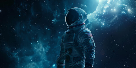 A serene image of an astronaut in zero gravity, surrounded by countless stars in the tranquil...