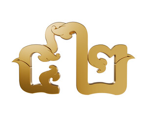 Khmer Art Style Number 42 Golden Text 3d illustration