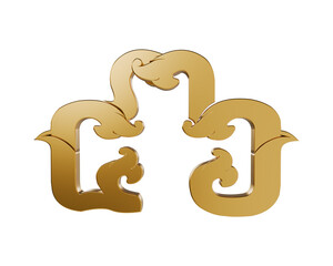 Khmer Art Style Number 46 Golden Text 3d illustration