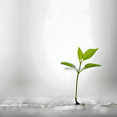 One Green Tree Bud Vitality Real Scene Minimalism Generative AI
