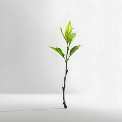 One Green Tree Bud Vitality Real Scene Minimalism Generative AI
