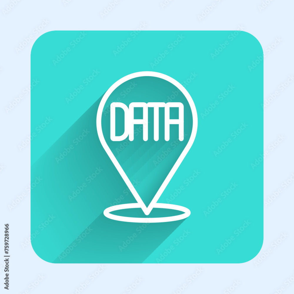 Poster white line data analysis icon isolated with long shadow background. business data analysis process, 