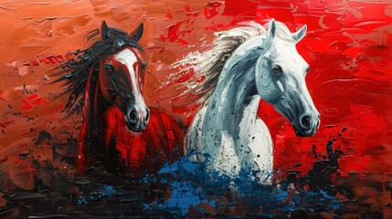 Naklejka premium modern art paintings of horses