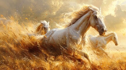 Obraz na płótnie Canvas modern paintings of horses