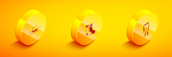 Set Isometric Man hat, Socks and Leggings icon. Vector