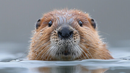 wildlife photography, authentic photo of a beaver in natural habitat, taken with telephoto lenses, for relaxing animal wallpaper and more - obrazy, fototapety, plakaty