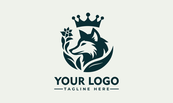 wolf Crown Flower logo Vector design Vintage Wolf logo vector for Business Identity