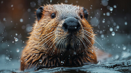 Fototapeta premium wildlife photography, authentic photo of a beaver in natural habitat, taken with telephoto lenses, for relaxing animal wallpaper and more