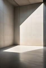 Shadow, empty space, exposure, white paint, exposed concrete. Generative AI.	