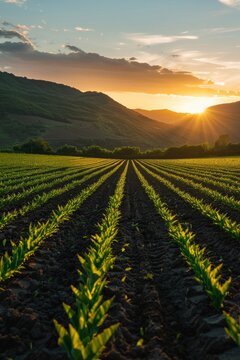 Dawn over a shared agricultural field embodying Regional Economic Cooperations growth and freshness. Minimal