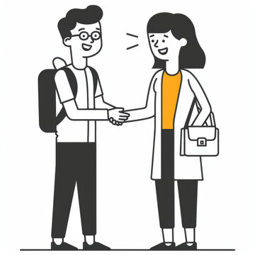 Professional Leadership Training Handbook Illustration: Colleagues' Heartwarming Handshake Gen AI