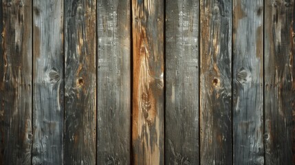 Horizontal view of weathered wooden planks with a natural rustic finish and a variety of wood grain patterns