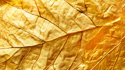 Detailed close-up of a gold leaf