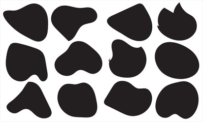 Modern liquid irregular blob shape abstract elements graphic flat style design fluid vector illustration set. set banner simple shape template for presentation, flyer, isolated on white background.