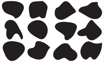 Modern liquid irregular blob shape abstract elements graphic flat style design fluid vector illustration set. set banner simple shape template for presentation, flyer, isolated on white background.