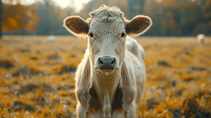 wildlife photography, authentic photo of a cow in natural habitat, taken with telephoto lenses, for...