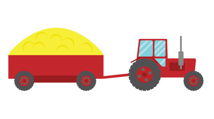 Tractor Carrying Crops Flat Style. Technology and agriculture concept vector.