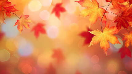 Naklejka na ściany i meble Autumn Maple Leaves on Blurred Background