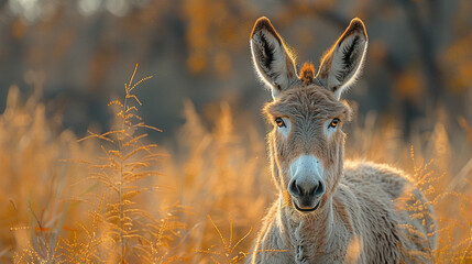 wildlife photography, authentic photo of a donkey in natural habitat, taken with telephoto lenses,...