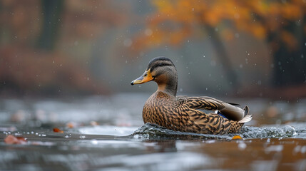 Obraz premium wildlife photography, authentic photo of a duck in natural habitat, taken with telephoto lenses, for relaxing animal wallpaper and more