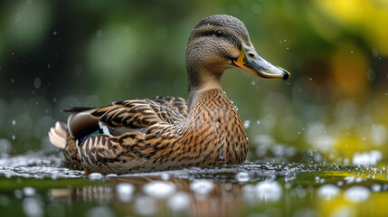 Obraz premium wildlife photography, authentic photo of a duck in natural habitat, taken with telephoto lenses, for relaxing animal wallpaper and more
