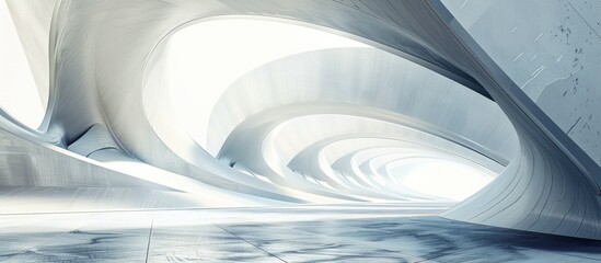 Abstract architectural design with curved background, digital artwork.