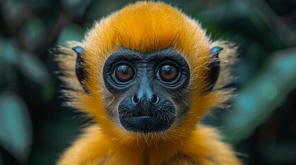 Fototapeta premium wildlife photography, authentic photo of a gibbon in natural habitat, taken with telephoto lenses, for relaxing animal wallpaper and more