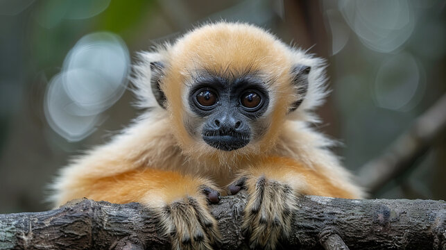 wildlife photography, authentic photo of a gibbon in natural habitat, taken with telephoto lenses, for relaxing animal wallpaper and more