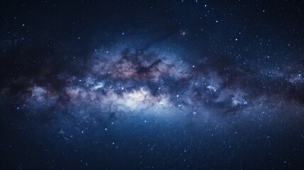 Displaying a cosmic dance, this image shows ethereal clouds against a backdrop of intense starry...