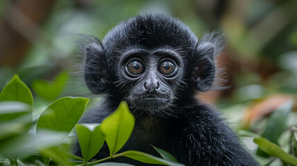 wildlife photography, authentic photo of a gibbon in natural habitat, taken with telephoto lenses, for relaxing animal wallpaper and more