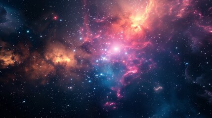 Fototapeta na wymiar A stunning cosmic cloud bursts with vibrant colors, symbolizing energy and the dynamic nature of space
