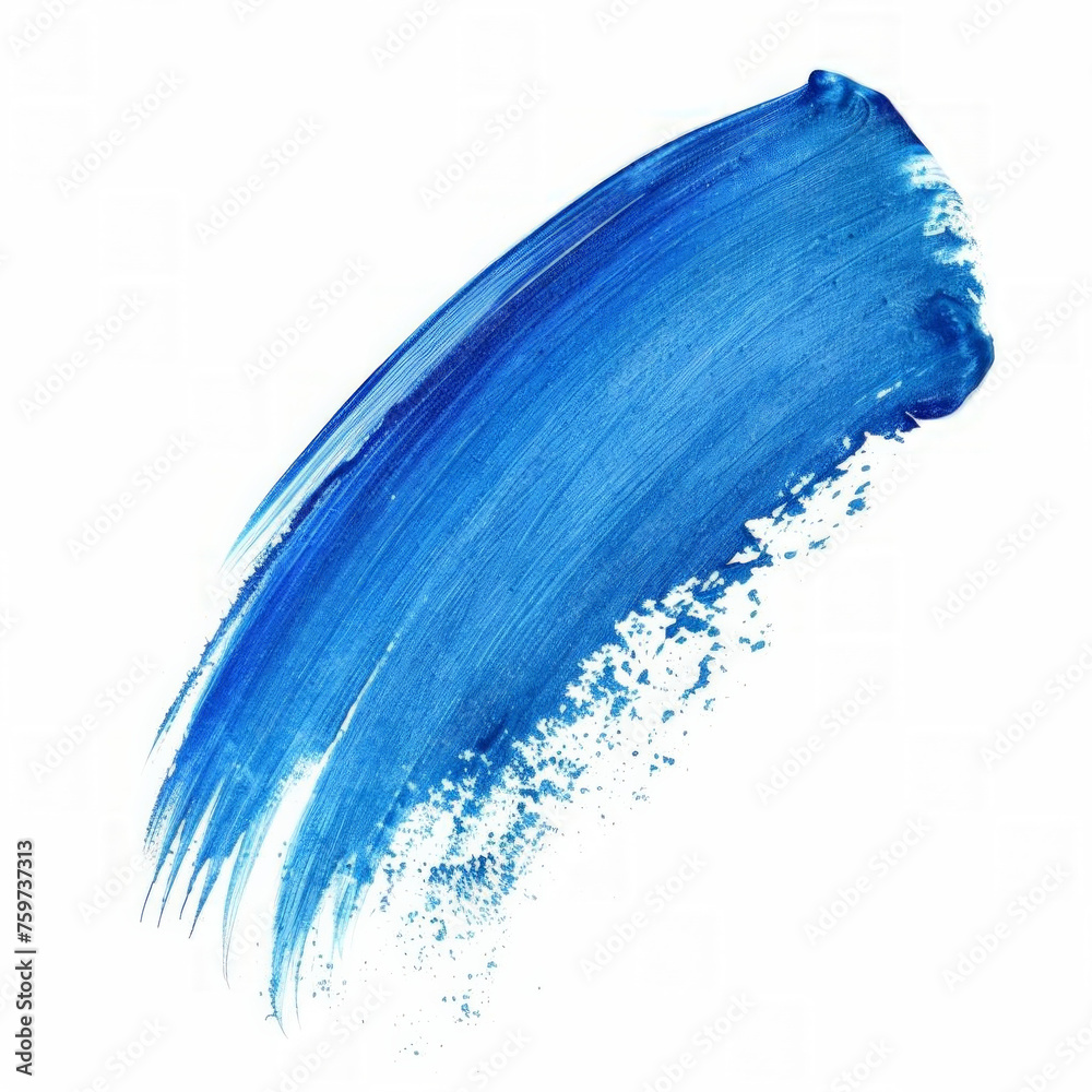 Canvas Prints Vibrant blue paint brush stroke texture on a white background, ideal for design space or artistic concepts