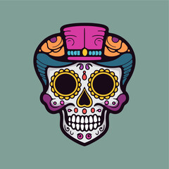 Mexican skull mascot icon vec...